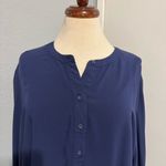Old Navy  Women Blue Relaxed Buttoned Long Sleeve Blouse Mandarin Collar Size XXL Photo 1