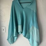 Blue Knit Poncho Cover Up Ruana Cape Shawl Asymmetric Hem Versatile Cashmere Size undefined Photo 0