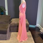 Women’s Full Length One Shoulder Pink Velvet Sequined Dress Leg Slit Size 12 Photo 3