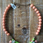 Coral, peach, and lime bauble statement necklace. Green Photo 1