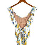 J.Crew Ruffle Scoop-Back Blossom Stripe White/Yellow Floral One-Piece Swimsuit Photo 3