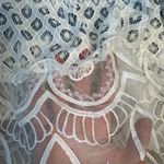 John Mark  Blue Boho Top Short Sleeve, Lace Beading J17 Photo 3