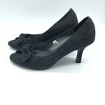 Isaac Mizrahi  for Target Gabi Heels Peep Toe Bow Faux Suede Slip On Black Size 9 Photo 2