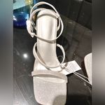 Stilettos NWT MYSOFT Silver Sparkly Women's Size:8 Square toe 4” w/ Ankle Strap Photo 4