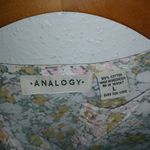 Analogy L Cotton All Over Floral in Gold Olive Pink Pullover Top Green Size L Photo 4