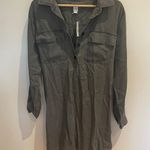 Gap Large Shirt Dress Charcoal Tie Back Chambray NWT Summer Photo 1