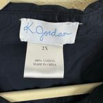K. Jordan 100% Cotton Navy Blue Short Sleeve 1/2 Snap Knee Length Dress Size 2X Photo 5
