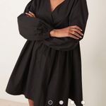 ASOS DESIGN cotton v-neck mini smock dress in black Photo 1