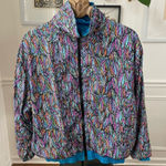 Vintage HTC Bold Colorful Print Windbreaker Spring Jacket M Blue Size M Photo 0