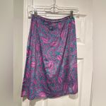 Boho Queens Size S Silk Blend Pink Mandala Paisley Lightweight Zip Midi Skirt Photo 4