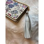 Tory Burch  Fleming Floral Leather Chain Wallet Crossbody Purse Bag White Purple Photo 9