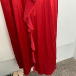 ZAC Zac Posen Noel Strappy Ruffled Gown Maxi Womens Crimson Red Size 6 Photo 6