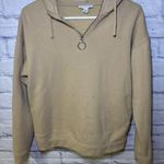 Topshop  Hoodie Quarter Zip Hooded Sweatshirt Tan Size 0-2 Photo 1