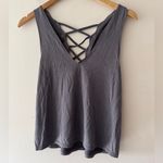 American Eagle  Gray Strappy Sueded Soft & Sexy Tank Top Photo 3
