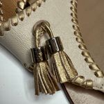 Jack Rogers Alana Tassel Thong Slip On Leather Sandal Bone & Gold S-435 Sz 8 Photo 1
