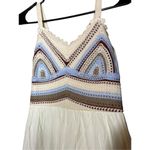 Cider  V-Neck Patchy‎ Crochet Ruffle Mini Dress Size Small Photo 3