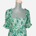 Anthropologie Puff Sleeve Smocked Dress in Mint Size XSP Green White Midi Dress Photo 2