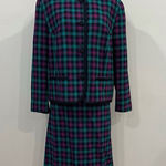 Pendleton  Purple Green Plaid Skirt Set 100% Virgin Wool Size 16W/ 18W Vintage Photo 0