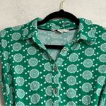 Boden Geometric Print Cap Sleeve Button Front Shirt Dress Size 4 Kelly Green Photo 3