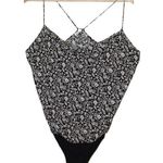 Abercrombie & Fitch Womens Black Floral Print Viscose Tank Bodysuit Top Size XL Photo 0