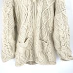 Himalayan 100% Wool Hooded Full Zip Cream Chunky Knit Aran Sweater Jacket Photo 2
