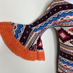 Judith March Mini Dress SMALL Southwestern Aztec Western Bell Sleeve Crochet Red Photo 2