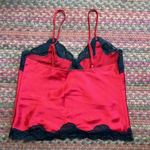 Victoria's Secret VTG  RED SATIN BLACK LACE CAMI BLOUSE Photo 5