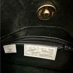 Vintage Black Leather Crossbody Bag Gold Hardware Edgy Disco Clubbing Glamour Photo 8