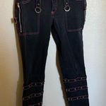 Tripp NYC  Goth Punk Emo Y2K Black Low Rise‎ Skinny Jeans Size 9 D Ring Photo 0