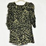 Isabel Marant  Caja Leopard Sheer Top Size 40 US 8 Olive Green Black Photo 2