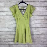 Lulus Sweeten Me Up Lime Green Flutter Sleeve Mini Dress With Pockets Size Small Photo 2