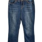 Nine West Mom Jeans 4/27 Blue Embellished Button Flap Pockets Contrast Stitch Photo 0