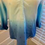 Blue, white and teal hombre 3/4 sleeve top Photo 5