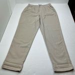 American Eagle AE Stretch Mom Pant Khaki Tan High Rise Tapered 14 Long NEW *FLAW Photo 0