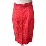 Catherine Malandrino Hot Pink Lace Print  Belted Pencil Skirt Photo 2