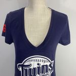 PINK - Victoria's Secret PINK VS With 5th & Ocean Minnesota Twins Navy Blue V-neck Tee Size Large Photo 1