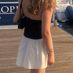 Contrast Strapless Pleated Mini Dress Black Size M Photo 0