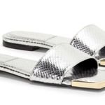 Good American Standout Slide Sandals in Silver Snake Women’s Size 8.5 Photo 0