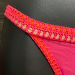 Victoria's Secret Victoria’s Secret Neon Pink and Orange Crochet Bikini With Criss Cross Top Large Photo 3