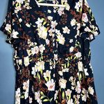 Fourteenth Place Hawaiian Floral Print Button Elastic Waist Bell Sleeve Top Blue Photo 3