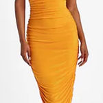 EXPRESS  Vibrant Orange Strapless Dress Photo 0