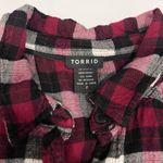 Torrid Pink Black White Plaid Flannel Button Up Long Sleeve Camp Shirt Size 2X Photo 9