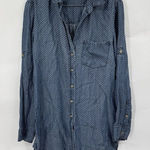 Anthropologie Cloth &‎ Stone  Button Up Shirt Dress Mini Tunic Women M Blue Retro Photo 0