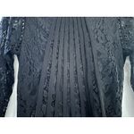 Oserjep Women’s Black Pleated Long Sleeve High Neck Lace Blouse Size S Photo 6