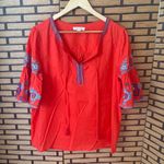 BeachLunchLounge Red Embroidered Top Size Medium Photo 0