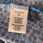 Roz & Ali 1X-Large Top V-Neck Abstract Sleeveless Stretch Ruffled Side Slit Blue Photo 7