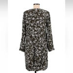 Garnet Hill  Dropwaist Button-Up Dress Olive Green Floral Size 6 Small Photo 2