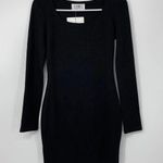 SEEK the Label BLACK FORM FITTING STRETCH LONG SLEEVE RIBBED DRESS SIZE MEDIUM Photo 0