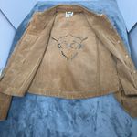Coldwater Creek Vintage  Women's Brown Leather Jacket with Cutout Designs M Boho Photo 5