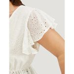 Bloomchic Solid Ruffles Scalloped Trim Laser Cut Blouse White 18-20 Photo 4